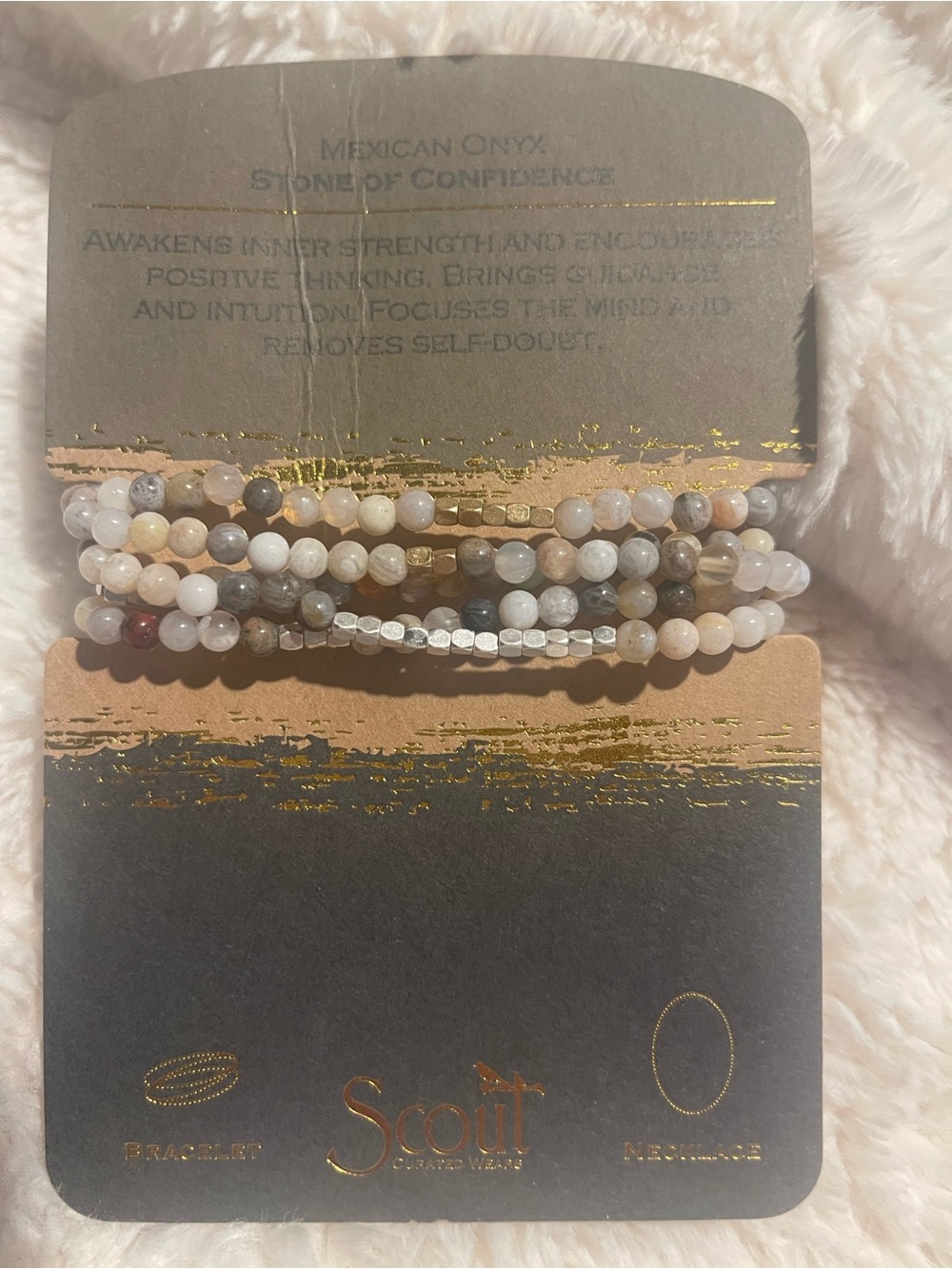 Scout Multi-Strand Beaded Bracelet in Cream, Beige, Gray and Brown Tones